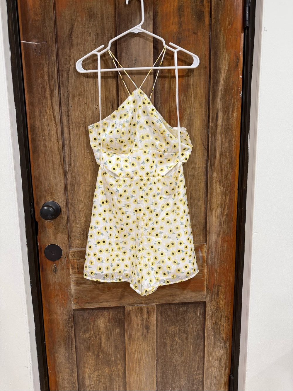 Anthropologie Yellow Floral Spaghetti-Strap Romper